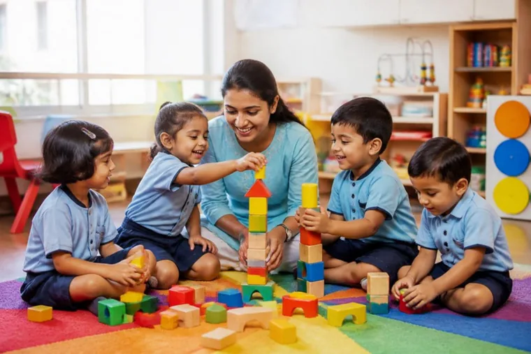 Little ones building towers with blocks